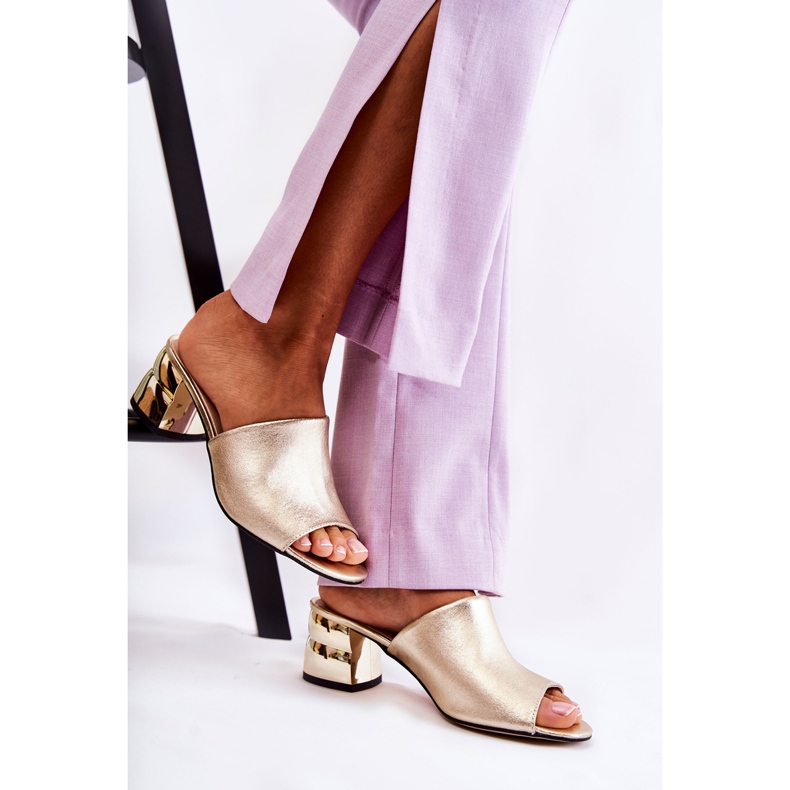 PA2 Leder Damenhausschuhe auf High Heel Golden Perry 2