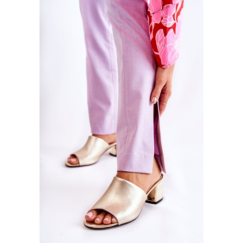 PA2 Leder Damenhausschuhe auf High Heel Golden Perry 1