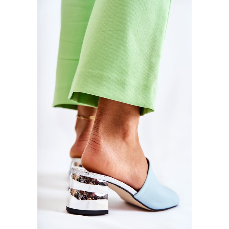 PA2 Damenhausschuhe aus Leder mit Absatz Blau Perry 1