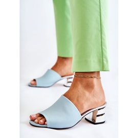 PA2 Damenhausschuhe aus Leder mit Absatz Blau Perry 2