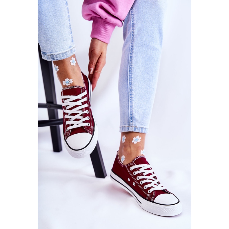 Klassische Damen-Turnschuhe gebunden Burgund Be Mine rot 2