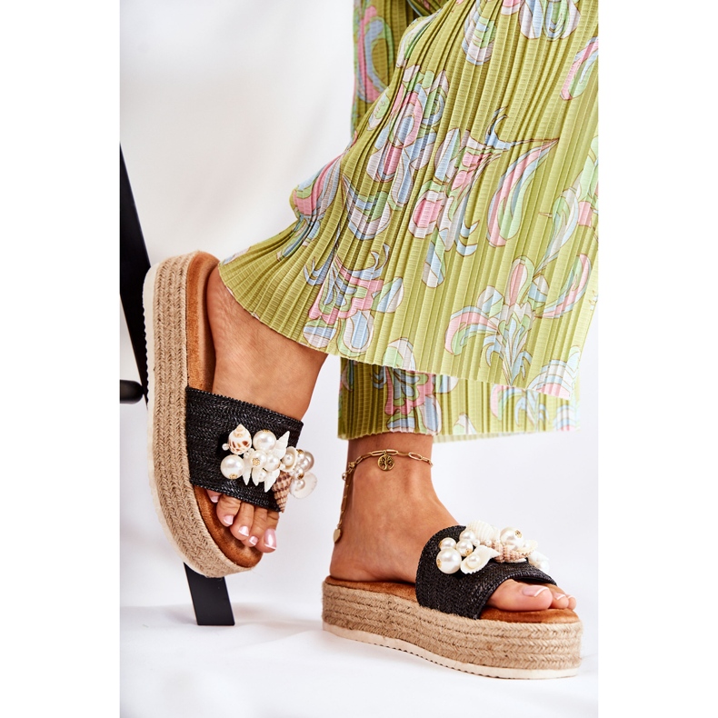 PS1 Damenhausschuhe auf der Plattform mit Muscheln schwarz Tolia 1