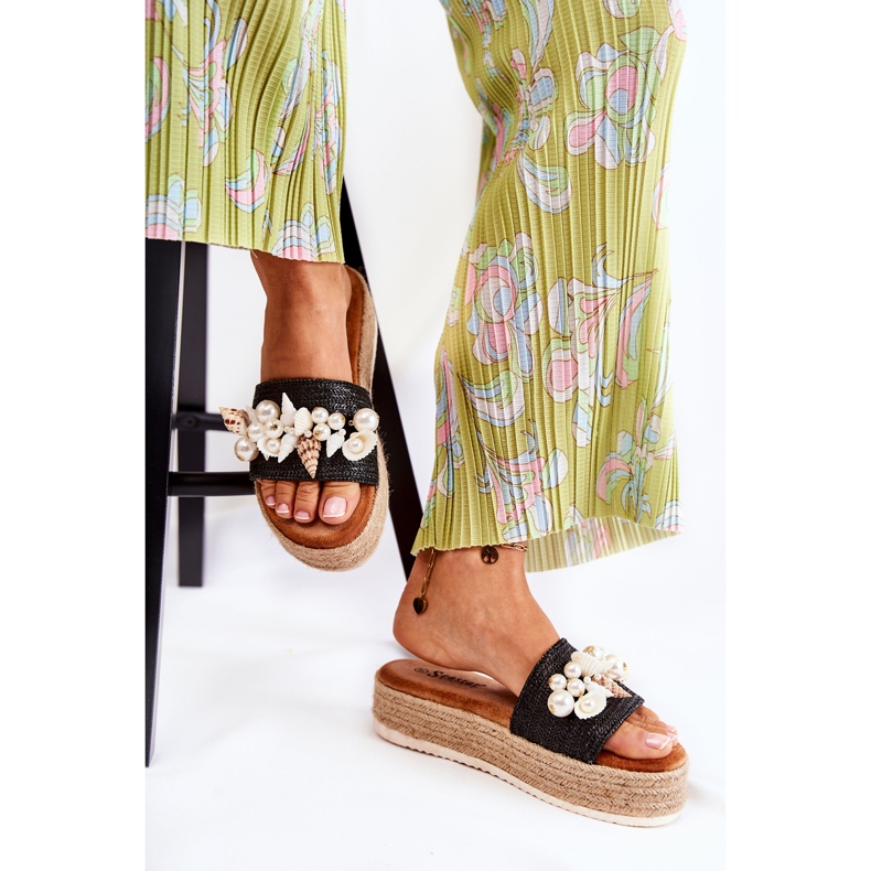 PS1 Damenhausschuhe auf der Plattform mit Muscheln schwarz Tolia 2