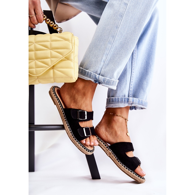 PG1 Klassische Wildleder Damenhausschuhe Schwarz Casilda 2