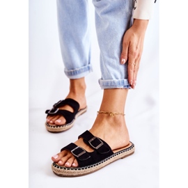 PG1 Klassische Wildleder Damenhausschuhe Schwarz Casilda 1