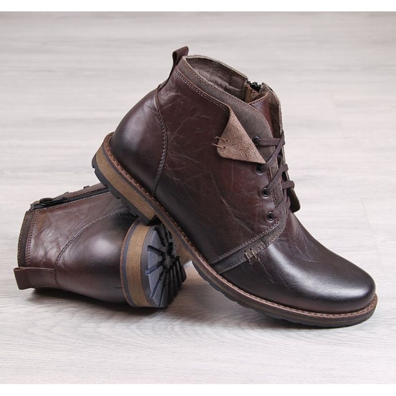 Herren warme braune Lederstiefel M Gregor 1