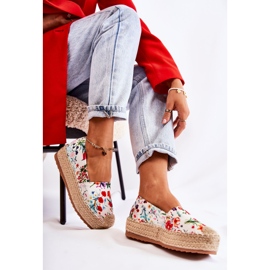 FS3 Modische Espadrilles zum Hineinschlüpfen in weißen Morice-Blumen mehrfarbig 2