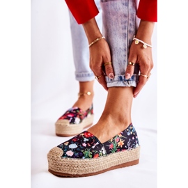 FS3 Modische Espadrilles zum Hineinschlüpfen in schwarzen Morice-Blumen mehrfarbig 1