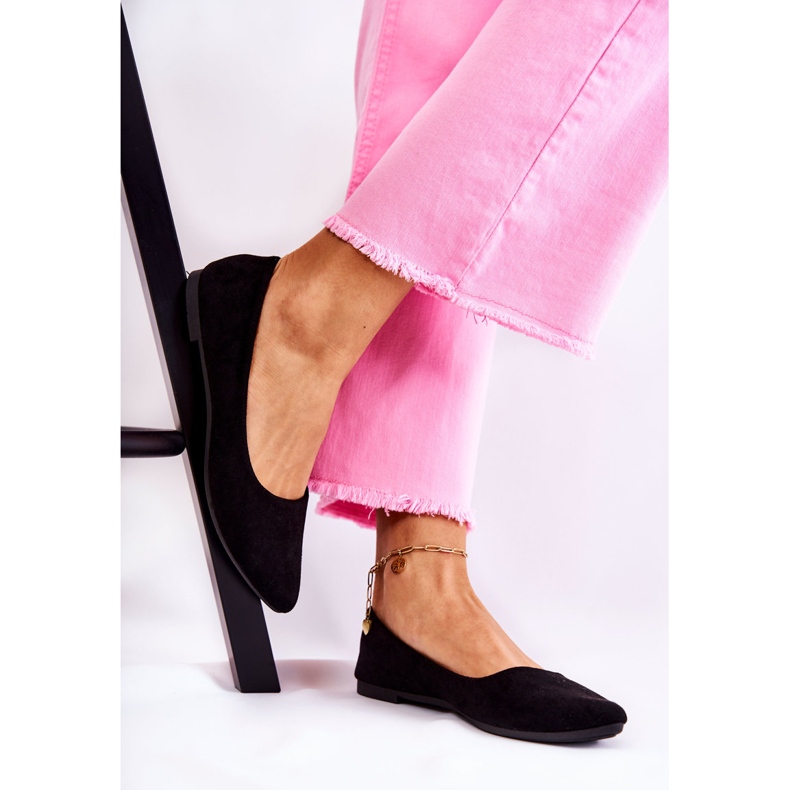 PS1 Klassische schwarze Ballerinas aus Veloursleder für Damen Arina 2