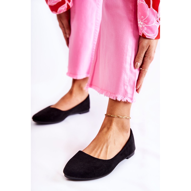 PS1 Klassische schwarze Ballerinas aus Veloursleder für Damen Arina 1