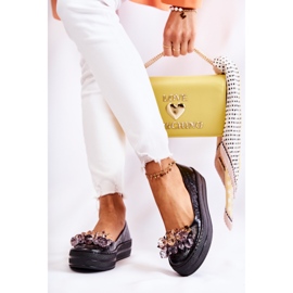 PA2 Ballerinas aus Leder auf der Plattform mit schwarzem Beriette-Ornament 2