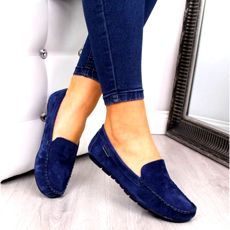 Marineblaue Lederschuhe W Vinceza 3