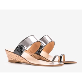 Schwarze offene Keilpantoffeln Trentino 1