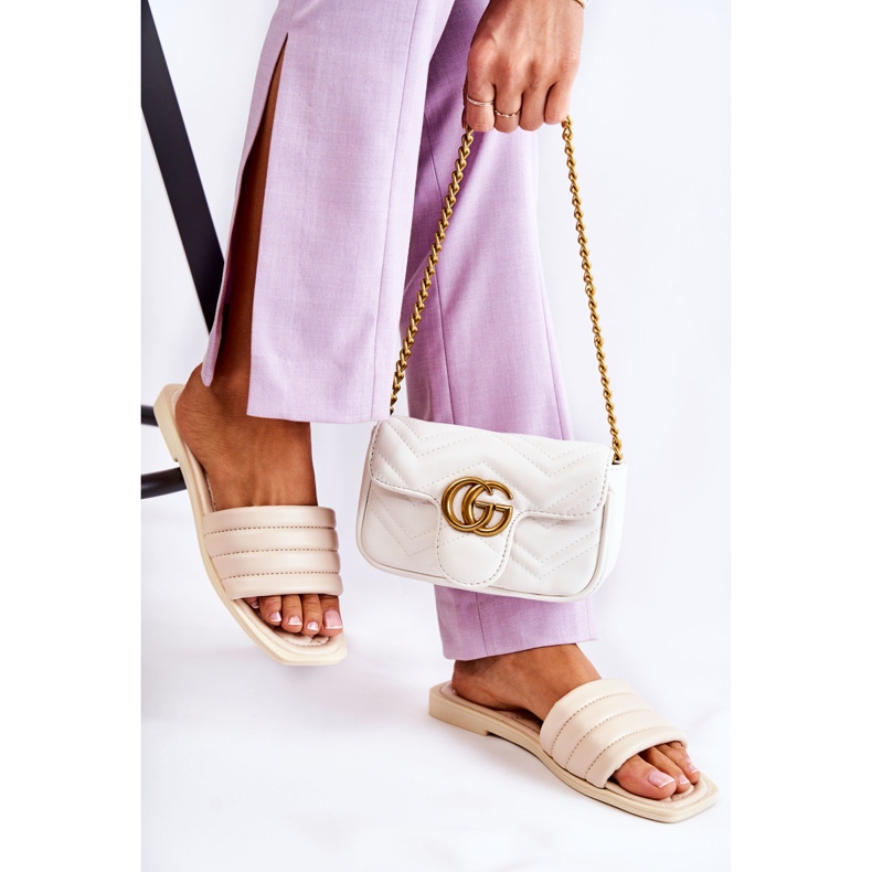 PG1 Damen Lederhausschuhe mit Steppung Beige Raula 2