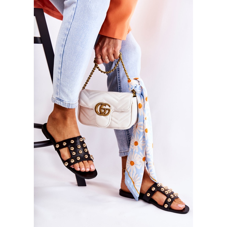 PG1 Klassische Damenhausschuhe mit Verzierungen Schwarz Scotlyn 2