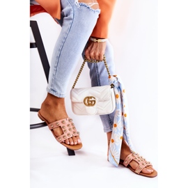 PG1 Klassische Damenhausschuhe mit Verzierungen Pink Scotlyn rosa 2