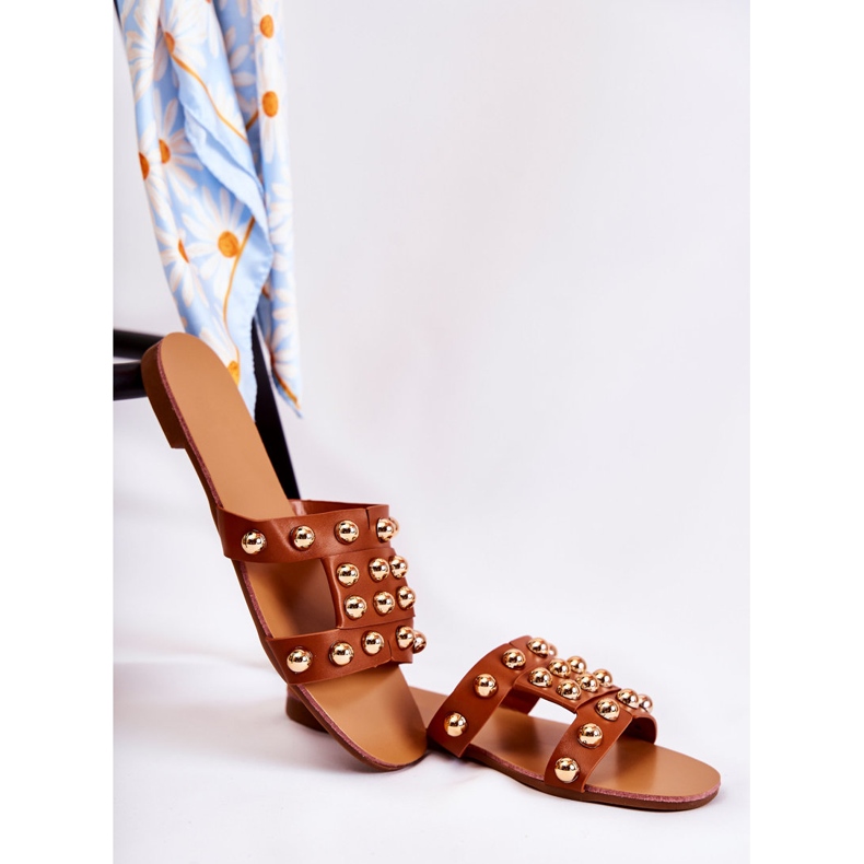 PG1 Klassische Damenhausschuhe mit Verzierungen Brown Scotlyn braun 1