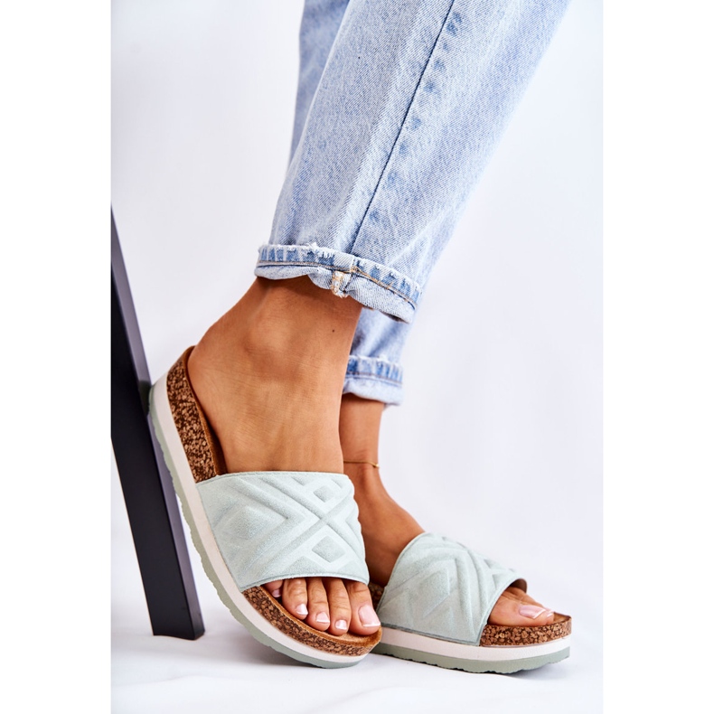 PG1 Damen-Wildlederhausschuhe auf einer massiven grünen Heritta-Plattform 1