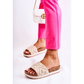 PG1 Damen-Slipper aus Wildleder auf massivem Plateau Beige Heritta 2