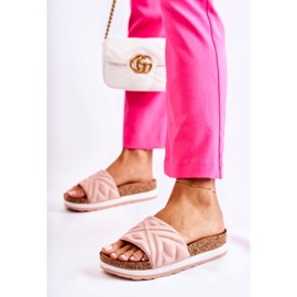 PG1 Damen-Wildlederhausschuhe auf einer massiven rosa Heritta-Plattform 1