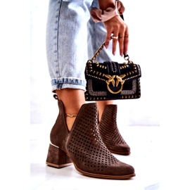 Lewski Shoes Durchbrochene Wildlederstiefel Lewski Schuhe 3165 Erdvelours braun 1