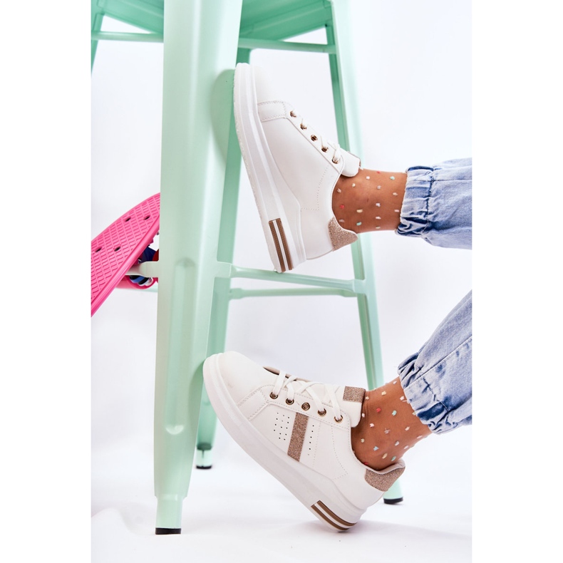 FK2 Sportschuhe für Damen, gebunden Weiß Otylia golden 1