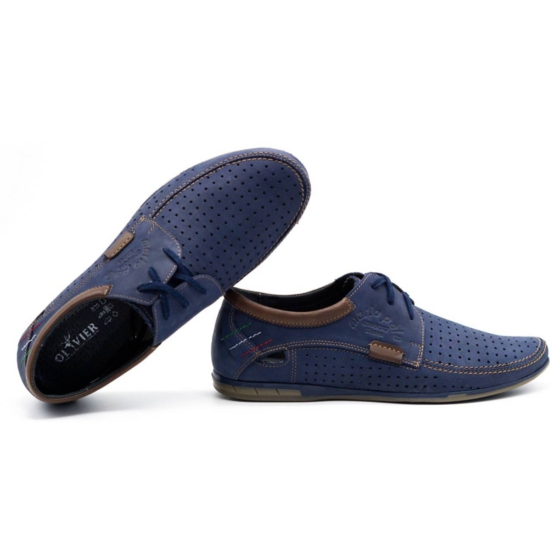 Mario Pala Durchbrochene Herrenschuhe 563 marineblau braun 1