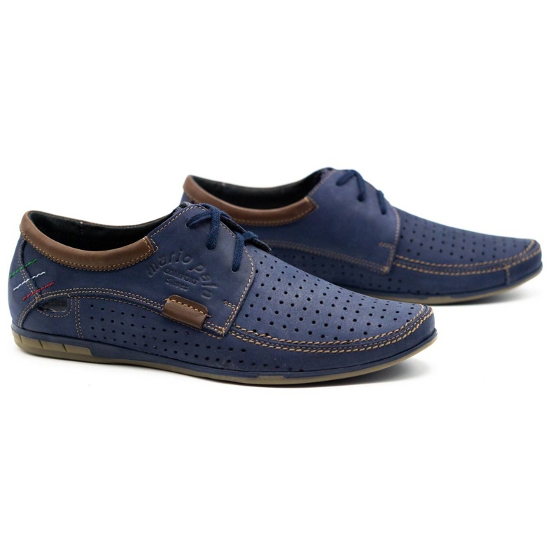 Mario Pala Durchbrochene Herrenschuhe 563 marineblau braun 3