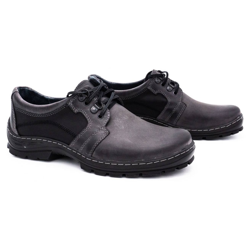 Polbut Graue Herren Lederschuhe K19 schwarz 2