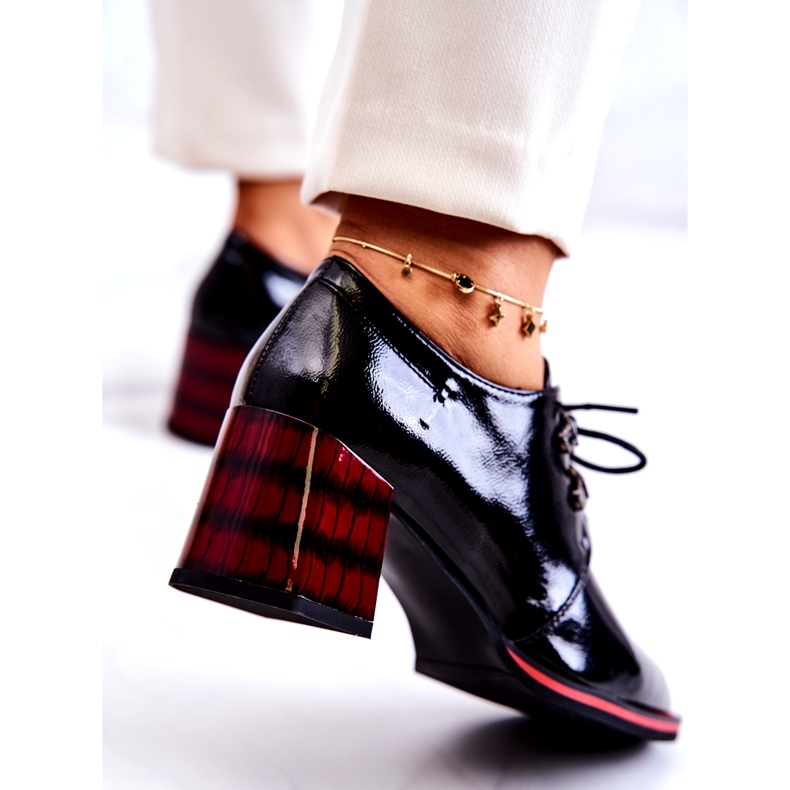 S.Barski Lackierte Halbschuhe mit Reißverschluss schwarz rot 3