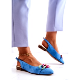 Lewski Shoes Wildleder Ballerinas mit Kette Lewski Schuhe 3125 Blau mehrfarbig 2