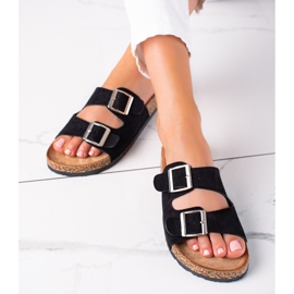 SHELOVET Bequeme Damenhausschuhe schwarz 1