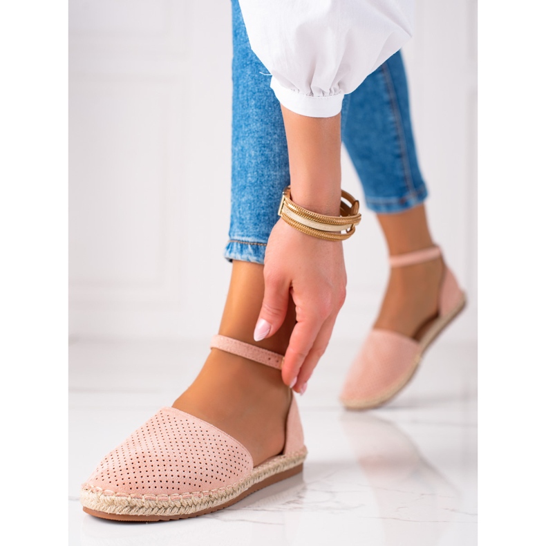 SHELOVET Durchbrochene Espadrilles rosa 1