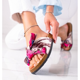 SHELOVET Rosa Pantoffeln mit Schleife 1