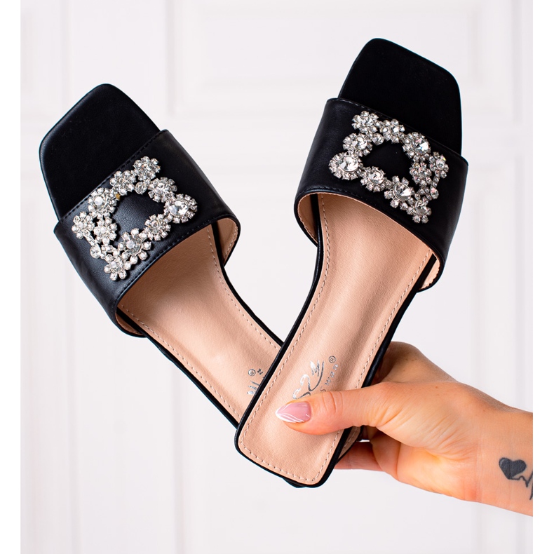 SHELOVET Elegante Hausschuhe schwarz 1