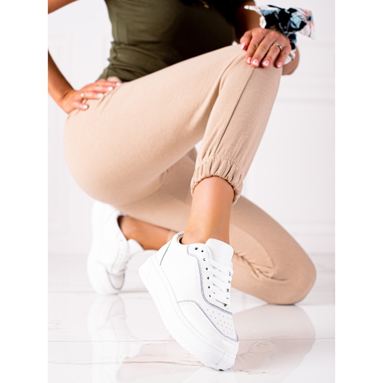 SHELOVET Sneakers mit silbernem Einsatz weiß silber- 1