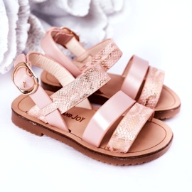 Kinder-Sandalen mit glänzendem Schlangenmuster, Rosa 4