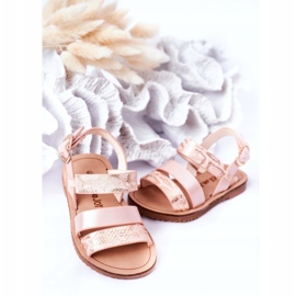 Kinder-Sandalen mit glänzendem Schlangenmuster, Rosa 3