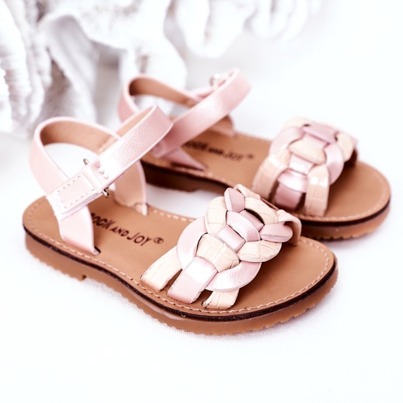 Mädchensandalen mit einem Schlangenmuster rosa 4