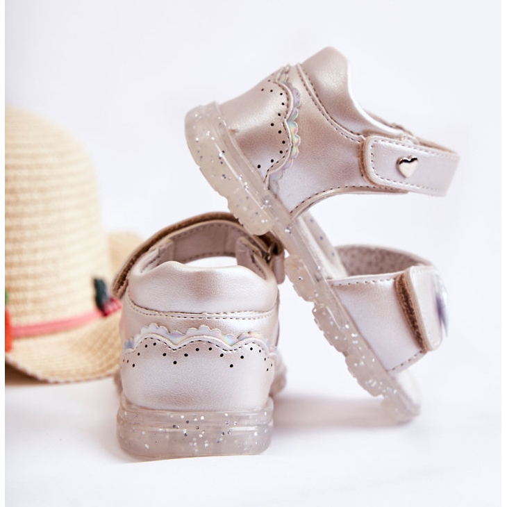 PE1 Bequeme Kindersandalen mit silberner Cayo-Verzierung rosa 2