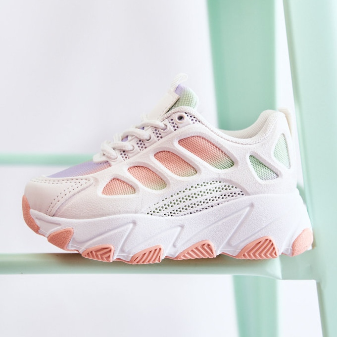 FR1 Mehrfarbige Sportschuhe von Britney für Kinder weiß violett rosa grün 2