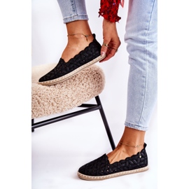 PE1 Damen-Slip-On-Ballerinas mit schwarzen Vennice-Blumen 2