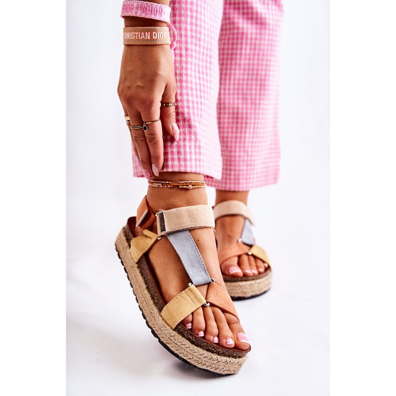 FB1 Damensandalen für den Sommer Beige-Gelb Galia braun orange 1