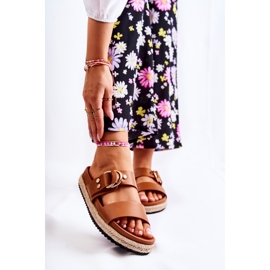 FB1 Beigefarbene Penelope-Hausschuhe für modische Damen braun 1