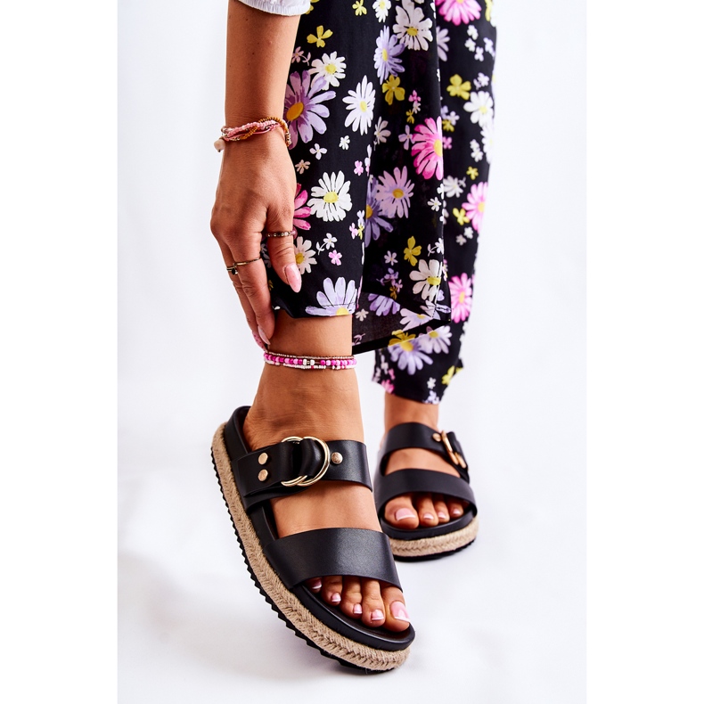 FB1 Modische schwarze Penelope-Hausschuhe für Damen 1