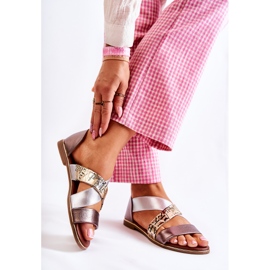 PE1 Ledersandalen mit geripptem goldenem Apulien silber- 2