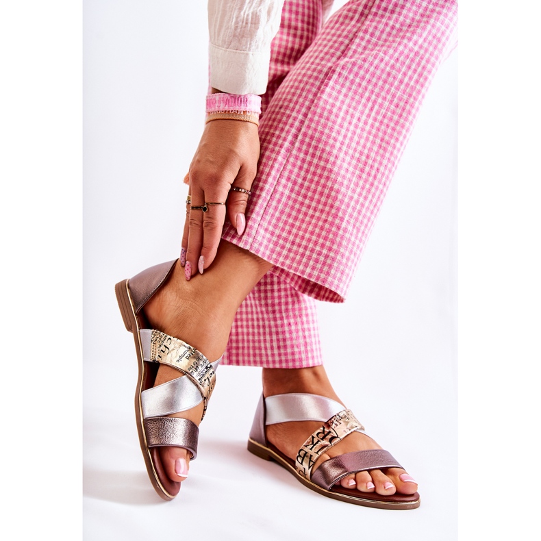 PE1 Ledersandalen mit geripptem goldenem Apulien silber- 2