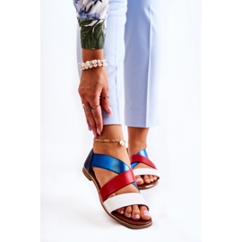 PE1 Ledersandalen mit geripptem Apulienblau weiß rot marineblau 1