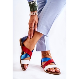 PE1 Ledersandalen mit geripptem Apulienblau weiß rot navy blau 2