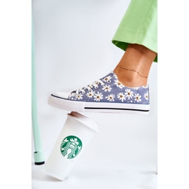 PS1 Niedrige Damenturnschuhe Janey mit blauen Blumen 1